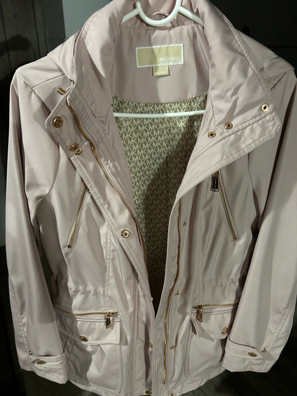 Michael Kors Blush Utility Anorak Jacket with Gold Hardware
